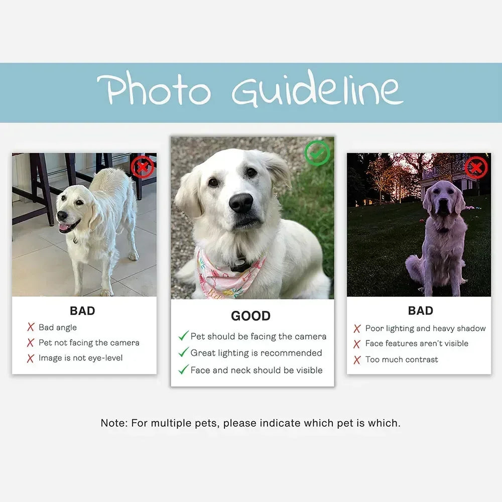 Custom Colorful Pet Portrait Canvas - Personalized Pet Art Poster