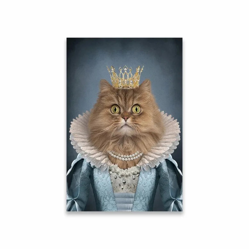 Royal Pet Portrait Poster Personalized Renaissance Canvas Painting Prints Gift Cat Room Decor