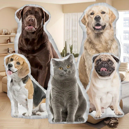 Custom 3D Pet Photo Pillow - Personalized Realistic Dog & Cat Shape Cushion
