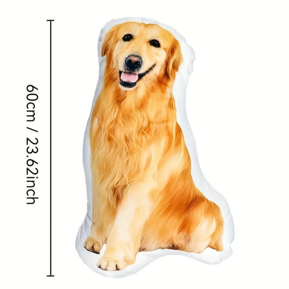 Custom 3D Pet Photo Pillow - Personalized Realistic Dog & Cat Shape Cushion