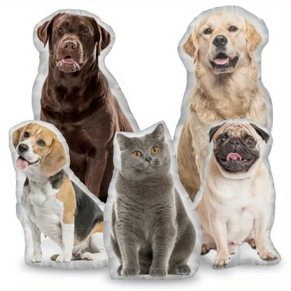 Custom 3D Pet Photo Pillow - Personalized Realistic Dog & Cat Shape Cushion