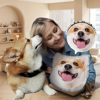 Custom 3D Pet Photo Pillow - Personalized Realistic Dog & Cat Shape Cushion