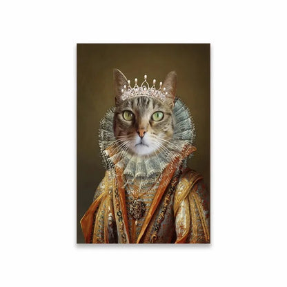 Royal Pet Portrait Poster Personalized Renaissance Canvas Painting Prints Gift Cat Room Decor