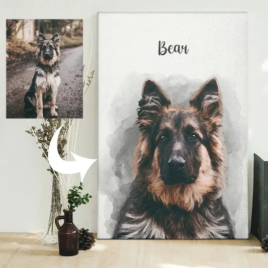 Custom Colorful Pet Portrait Canvas - Personalized Pet Art Poster